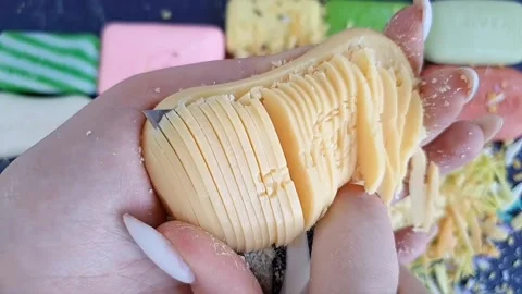 Asmr Soap Cutting Cracking Soap Pinch Soap Satisfying Relaxing Video Stock Footage 311558417