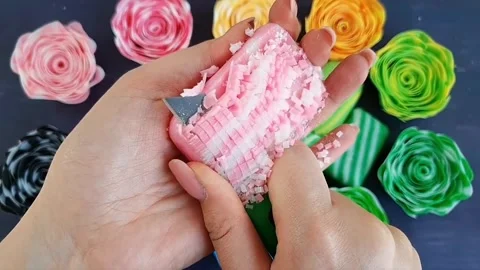 Asmr Soap Cutting Cracking Soap Pinch Soap Satisfying Relaxing Video Stock Footage 311558703