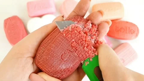 Asmr Soap Cutting Cracking Soap Pinch Soap Satisfying Relaxing Video Stock Footage 311558724