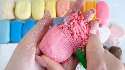 Asmr Soap Cutting Cracking Soap Pinch Soap Satisfying Relaxing Video Stock Footage 311558802