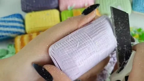 Asmr Soap Cutting Cracking Soap Pinch Soap Satisfying Relaxing Video Video stock 311559025