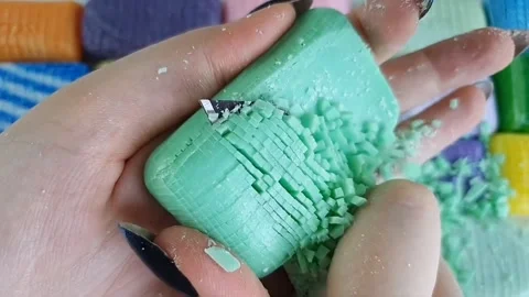Asmr Soap Cutting Cracking Soap Pinch Soap Satisfying Relaxing Video Video stock 311559058