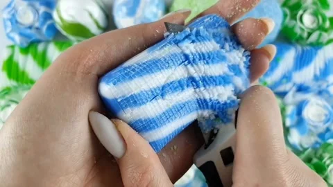 Asmr Soap Cutting Cracking Soap Pinch Soap Satisfying Relaxing Video Stock Footage 311559146