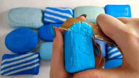 Asmr Soap Cutting Cracking Soap Pinch Soap Satisfying Relaxing Video Stock Footage 311560444