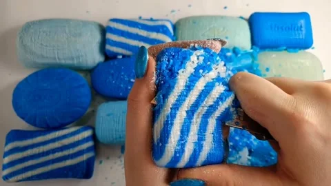 Asmr Soap Cutting Cracking Soap Pinch Soap Satisfying Relaxing Video Stock Footage 311560446