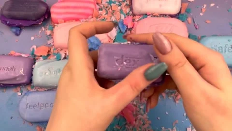 Asmr Soap Cutting Cracking Soap Pinch Soap Satisfying Relaxing Video Video stock 311563505