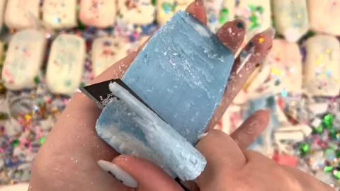 Asmr Soap Cutting Cracking Soap Pinch Soap Satisfying Relaxing Video Stock Footage 311567450