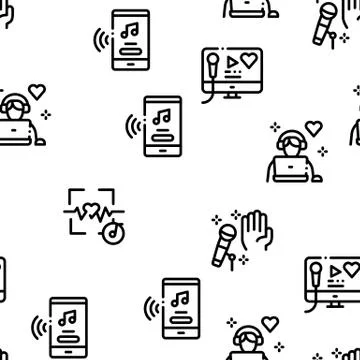 Asmr Sound Phenomenon Seamless Pattern Vector Stock Illustration