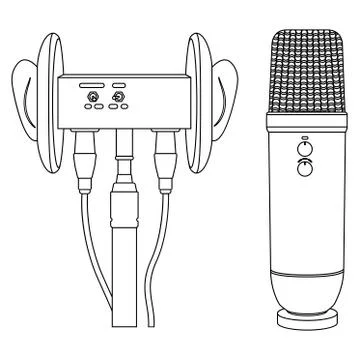 ASMR thin line icon. Microphone for blogger to make massage, whisper, rustling Stock Illustration