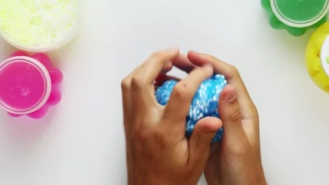 ASMR The slime is blue with Stock Video Pond5