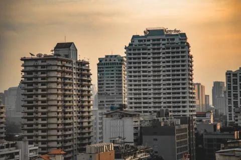 Asoke intersection and sky train station in Bangkok Thailand Stock Photos