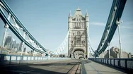 Asos Delivery Car On An Empty Tower Bridge Stock Footage