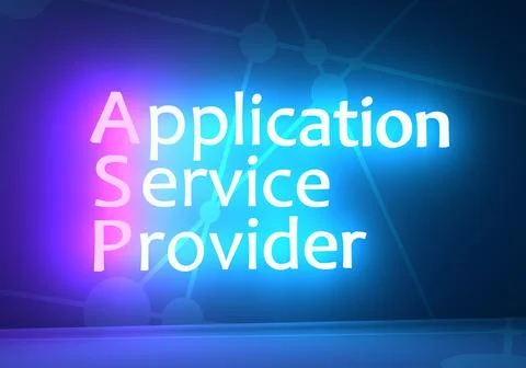 ASP application service provider acronym. Neon shine text. 3D Render Stock Illustration