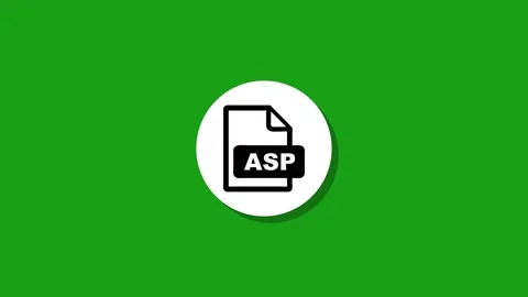 Asp file extension document icon animation on white circle with green backg.. Stock Footage 329272773