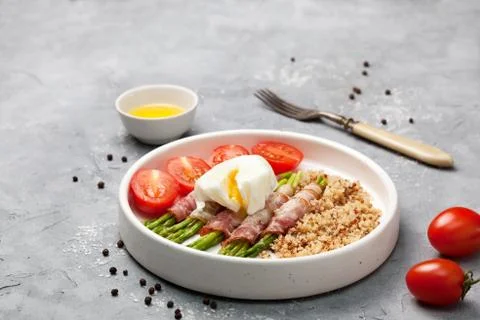 Asparagus with bacon Stock Photos