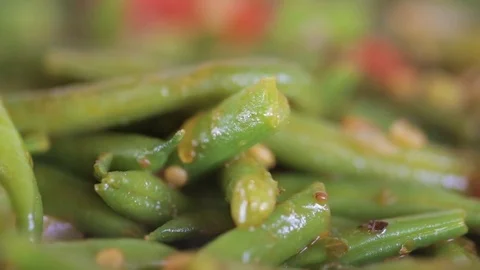 Asparagus beans are fried close-up Stock Footage 78792919
