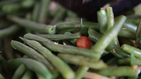 Asparagus beans stew with vegetables Stock Footage 92577836
