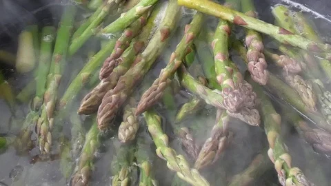 Asparagus is cooked in water Stock Footage 108688560