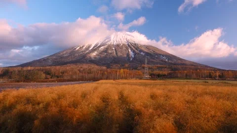 Asparagus Fields and the Morning of Mount Yotei Stock-Footage 332252845