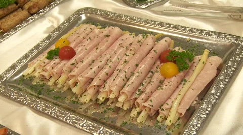Asparagus With Ham Stock Footage 492157