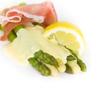 Asparagus with ham Stock Photos