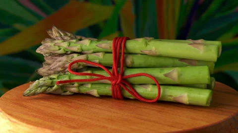 Asparagus lying on turntable,  fresh  vegetable Stock Footage 22936920