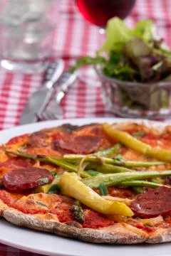 Asparagus pizza Stock Photos