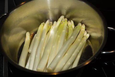 Asparagus in a pot Stock Photos