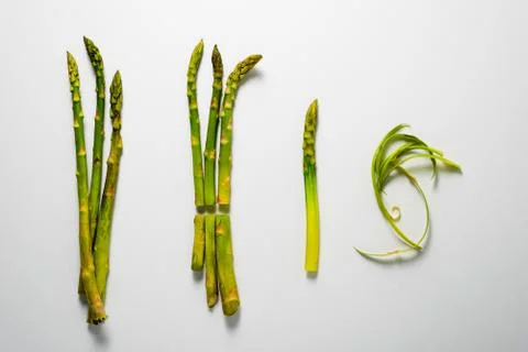 Asparagus preparation steps Stock Photos