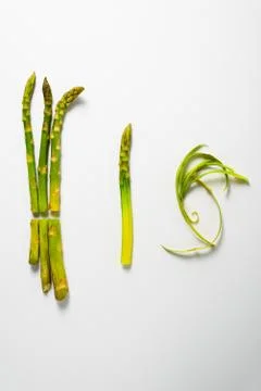 Asparagus preparation steps Stock Photos
