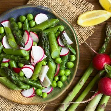 Asparagus Radish and Pea Salad Stock Photos