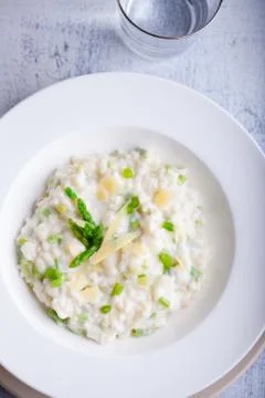 Asparagus Risotto with cheese Stock Photos