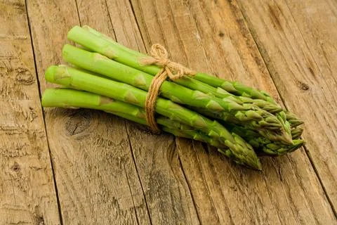 Asparagus rustic wooden table Stock Photos