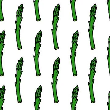 Asparagus seamless doodle pattern, vector illustration Stock Illustration