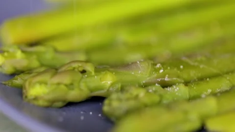 Asparagus served on plate Stock Footage 105862390