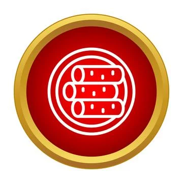 Asparagus spears icon inside red gold button 스톡 일러스트