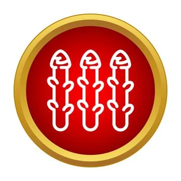 Asparagus spears outline icon in red circle Illustration