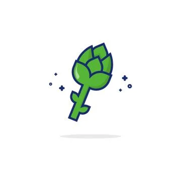 Asparagus Vector Icon Illustration. Cute Vegetable. Flat Cartoon Style Suitab Stock Illustration