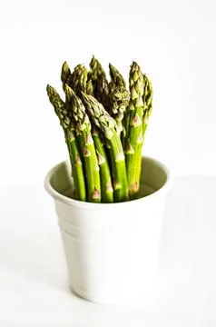 Asparagus in White Pot Stock Photos