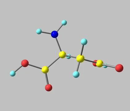 Aspartic acid molecule isolated on grey Stock Illustration