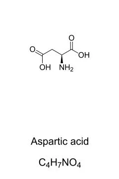 Aspartic acid molecule, skeletal formula Stock Illustration