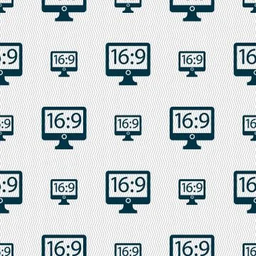 Aspect ratio 16:9 widescreen tv icon sign. Seamless abstract background with  Stock Illustration