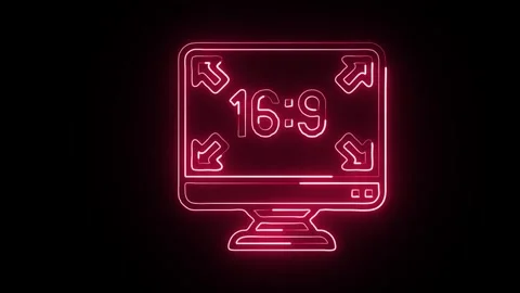 Aspect Ratio Icon Isolated on Black Background, Screen Size Neon Line Anima.. Video stock 323940574