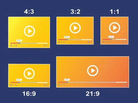 Aspect ratio scale size responsive video player Stock Illustration
