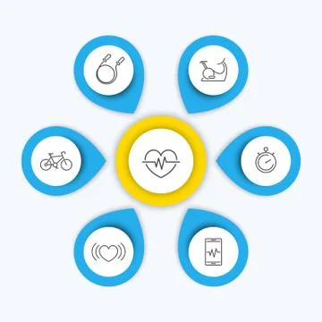 Aspects of cardio training thin line icons, editable modern infographic templ Stock Illustration