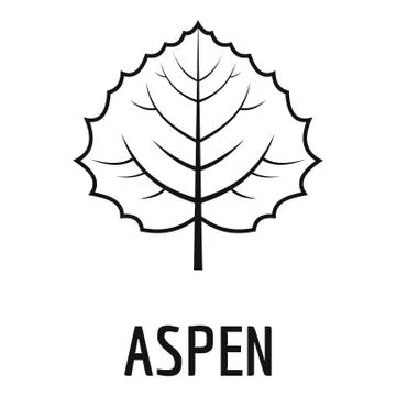 Aspen leaf icon, simple black style Stock Illustration