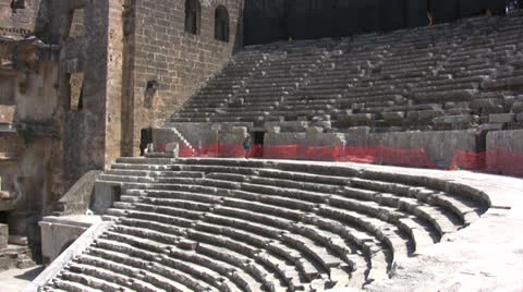 Aspendos amphitheater view of seating Stock Footage 25680390