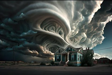 Asperatus clouds over the house Stock Illustration