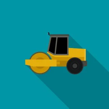 Asphalt compactor flat icon. Stock Illustration