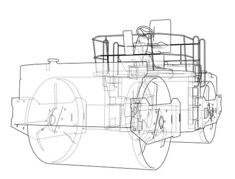 Asphalt compactor outlined vector 库存插图